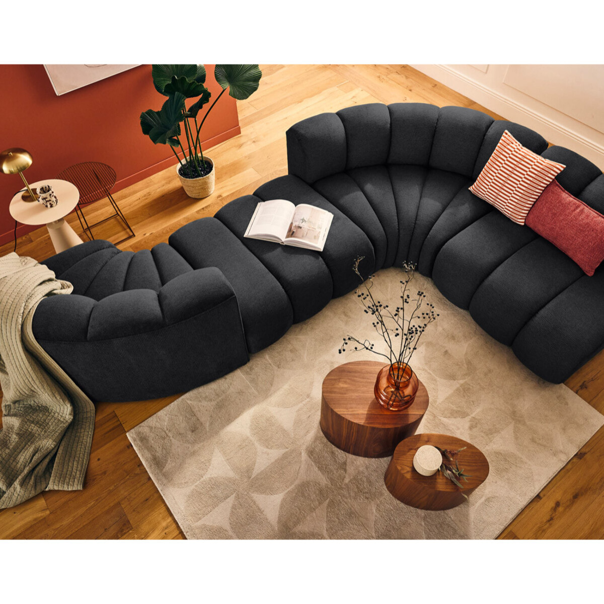 Debbie - module d'angle réversible en tissu texturé - Noir