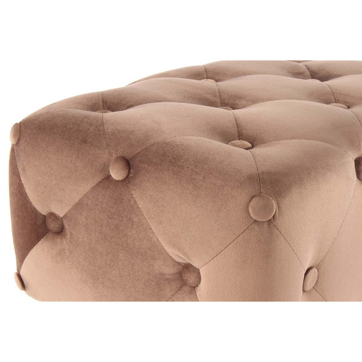 Pouf imbottito Piano in velluto rosa antico stile Chesterfield