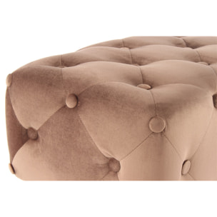 Pouf imbottito Piano in velluto rosa antico stile Chesterfield