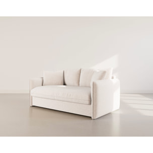 Gauthier - Canapé lit 3 places convertible express couchage quotidien 140 cm matelas 14 cm en tissu texturé - Beige