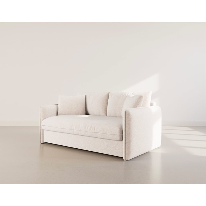 Gauthier - Canapé lit 3 places convertible express couchage quotidien 140 cm matelas 14 cm en tissu texturé - Beige