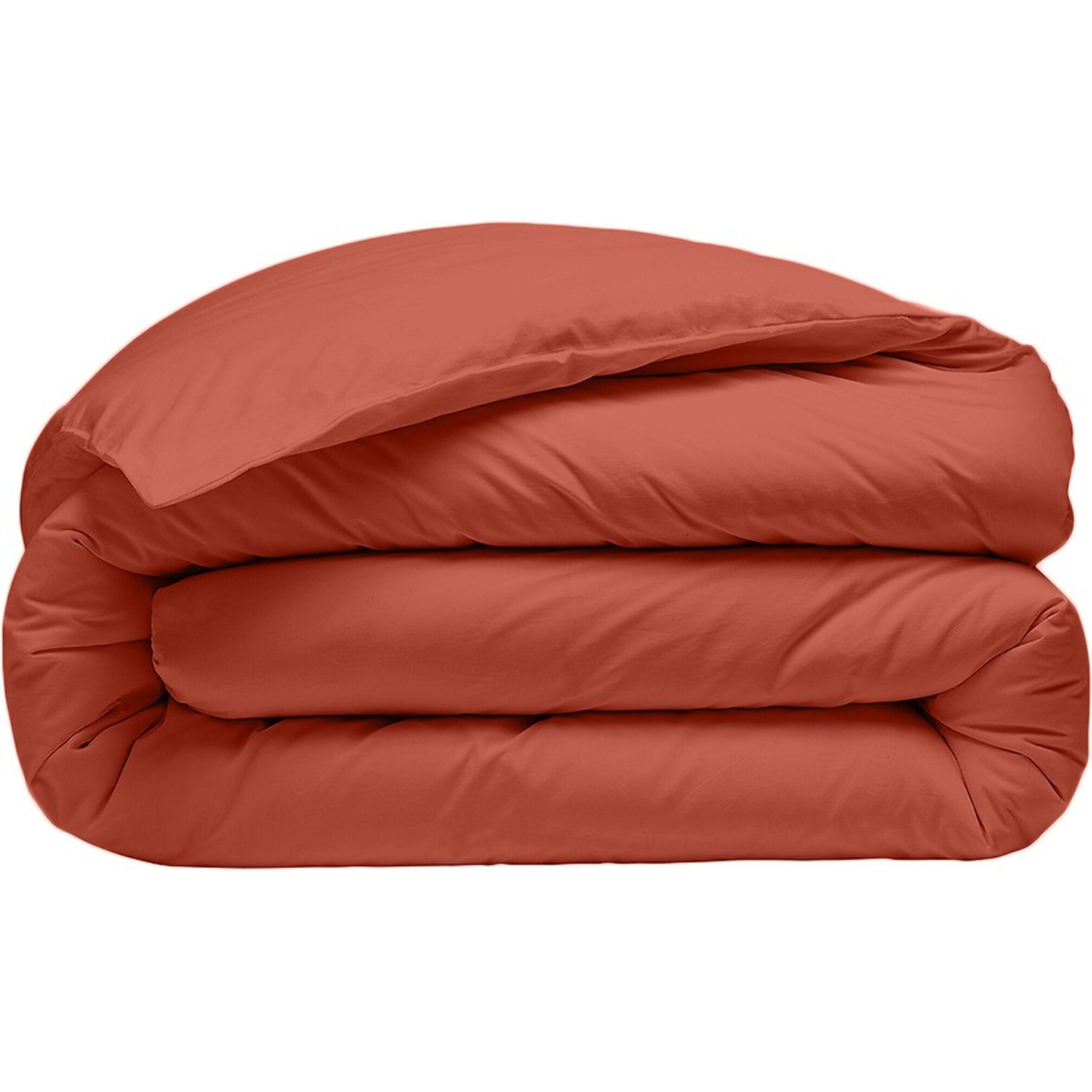 Housse de couette percale de coton terre de sienne