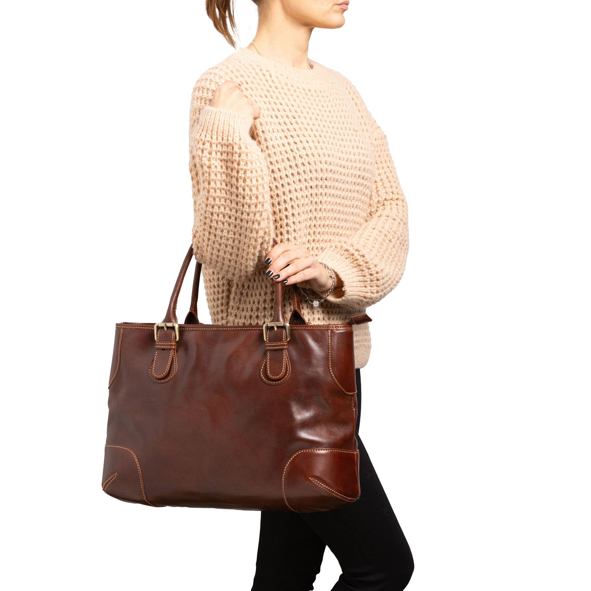 Borsa a tracolla  da donna In Vera pelle Made in Italy 28x43x16 cm