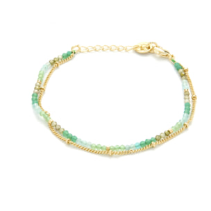 Pulsera de Cristal Verde acabada en oro amarillo de 18K