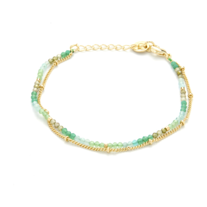Pulsera de Cristal Verde acabada en oro amarillo de 18K