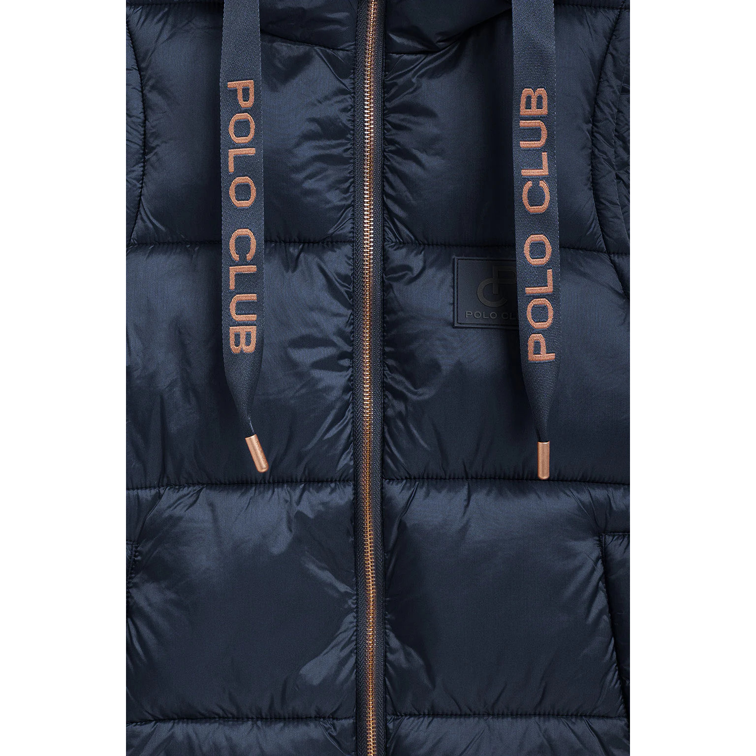 Chaleco Ice acolchado azul marino de capucha fija y detalles Polo Club