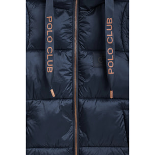 Chaleco Ice acolchado azul marino de capucha fija y detalles Polo Club