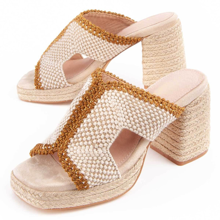 Sandalia De Tacón - Beige - Altura: 10 Cm