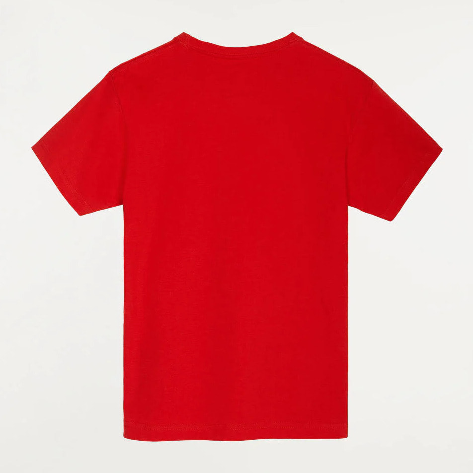 Camiseta roja con pequeño logo bordado