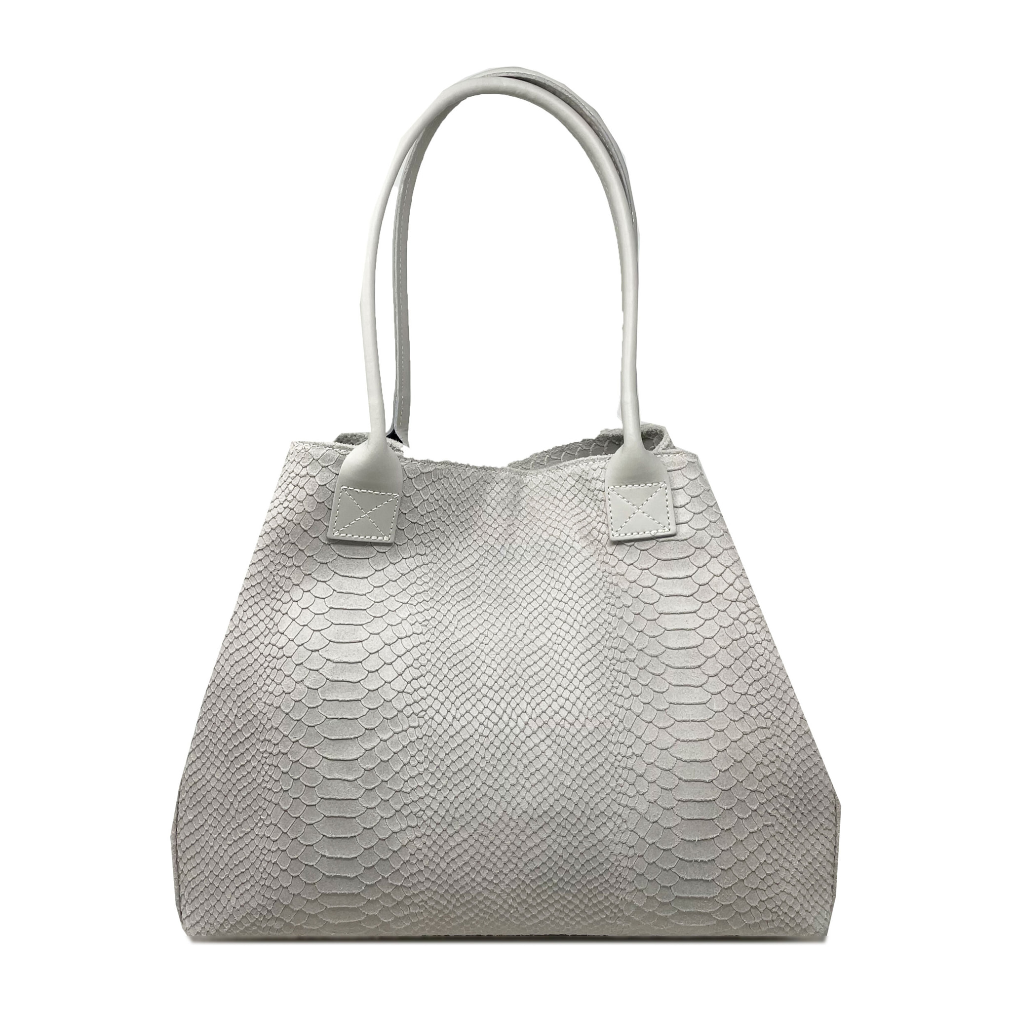 Chicca Borse - Borsa a Spalla Donna in Vera Pelle - Colore Pitonato Beige