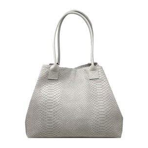 Chicca Borse - Borsa a Spalla Donna in Vera Pelle - Colore Pitonato Beige