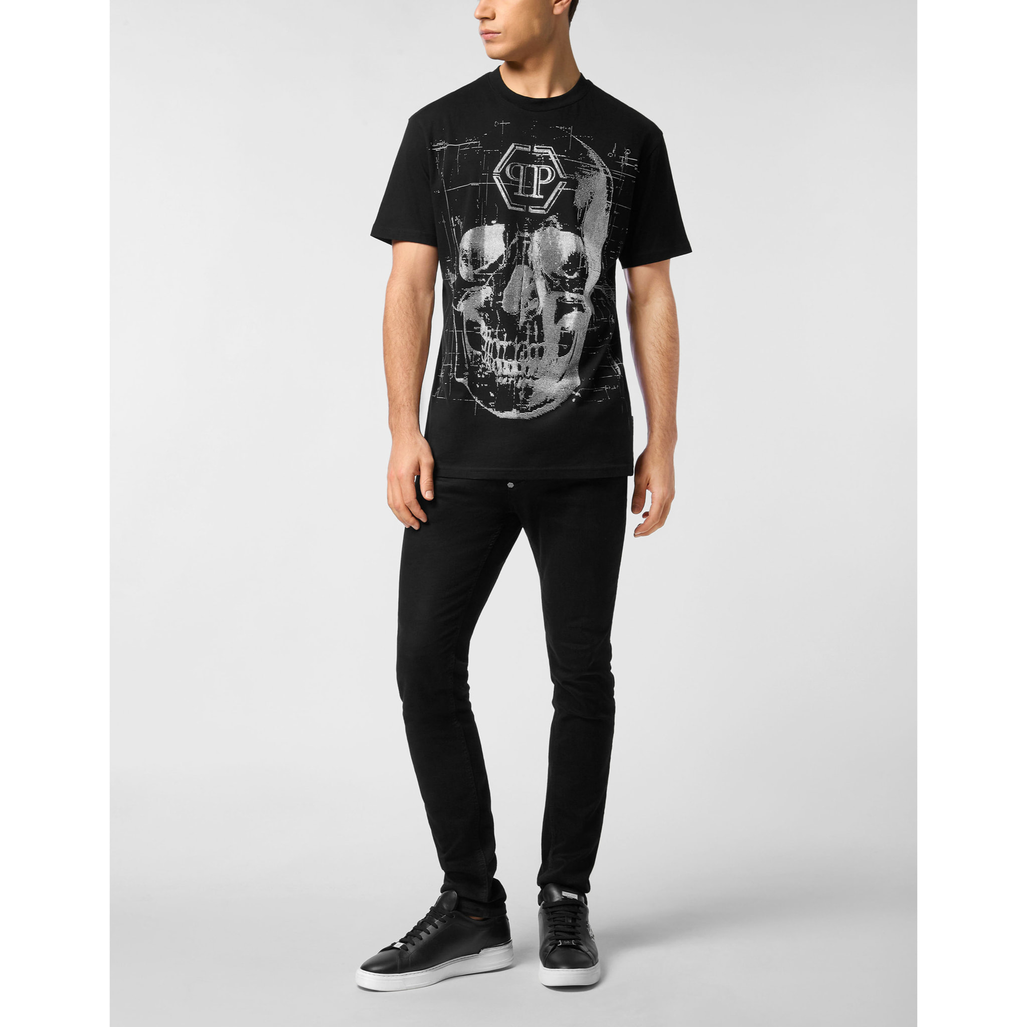 PHILIPP PLEIN Camiseta de cuello redondo y manga corta SKULL