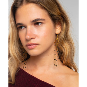 Pendientes triángulo con abalorios y cadenas colgantes de mujer