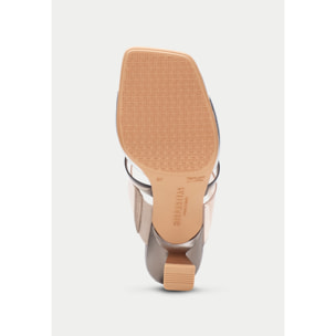 Sandalia Destalonada Danielle Plata oro 6 cm