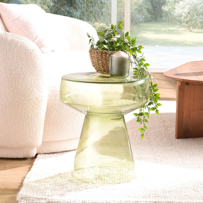 HORTENSE - Table d'appoint design en verre transparent couleur vert