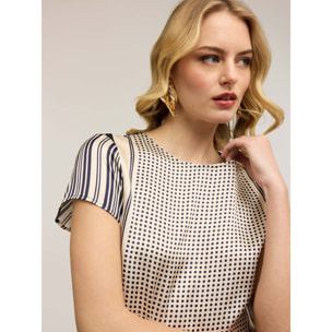 Motivi - Blusa de raso con estampado de pañuelo - Azul