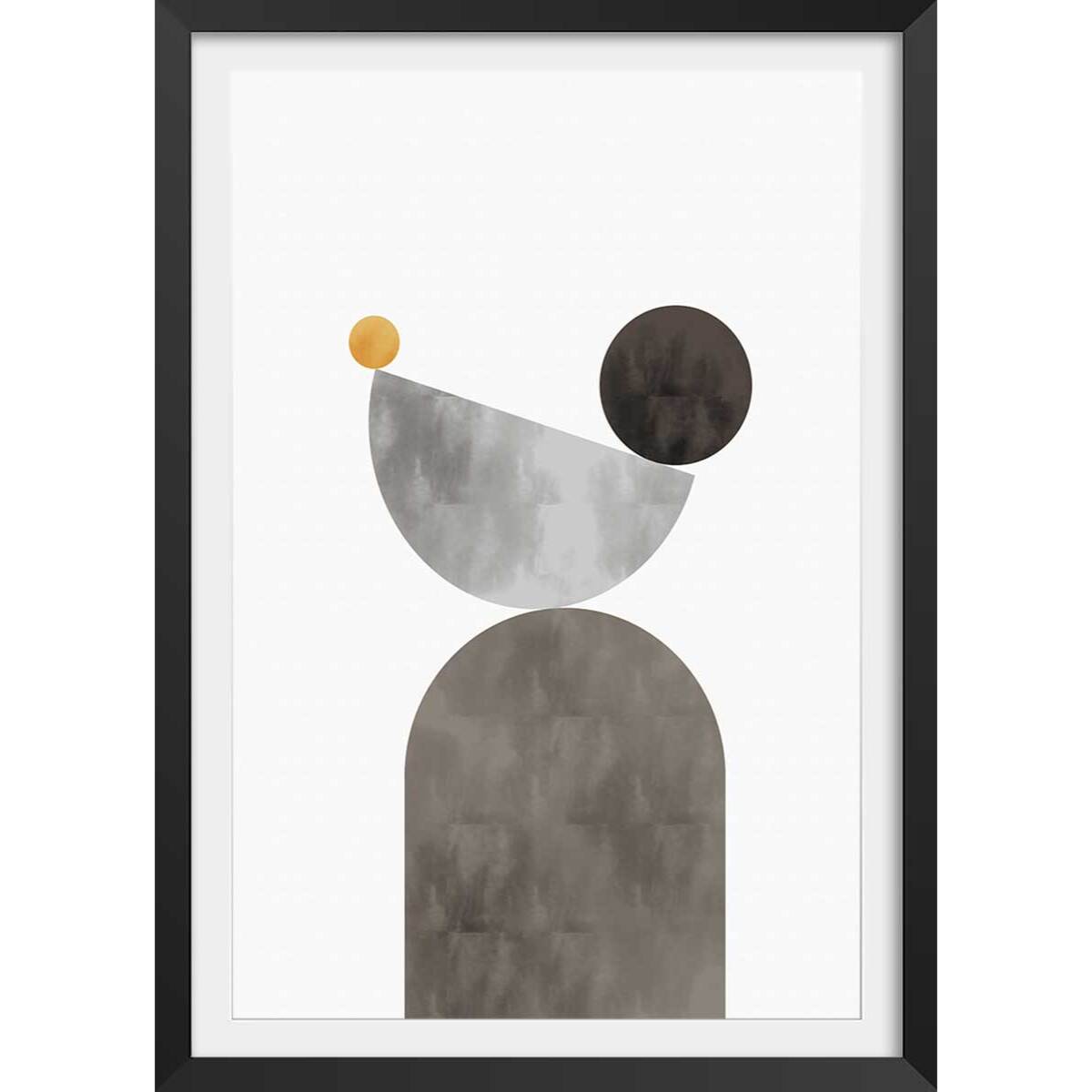 Affiche Lévitation courbe beige Affiche + cadre en bois - Noir