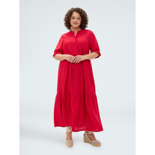 Fiorella Rubino - Vestido camisero Power en mezcla de viscosa - Rojo