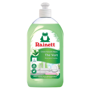 Pack de 8 - Rainett - Liquide Vaisselle Ecologique Crème Thé vert 500ml