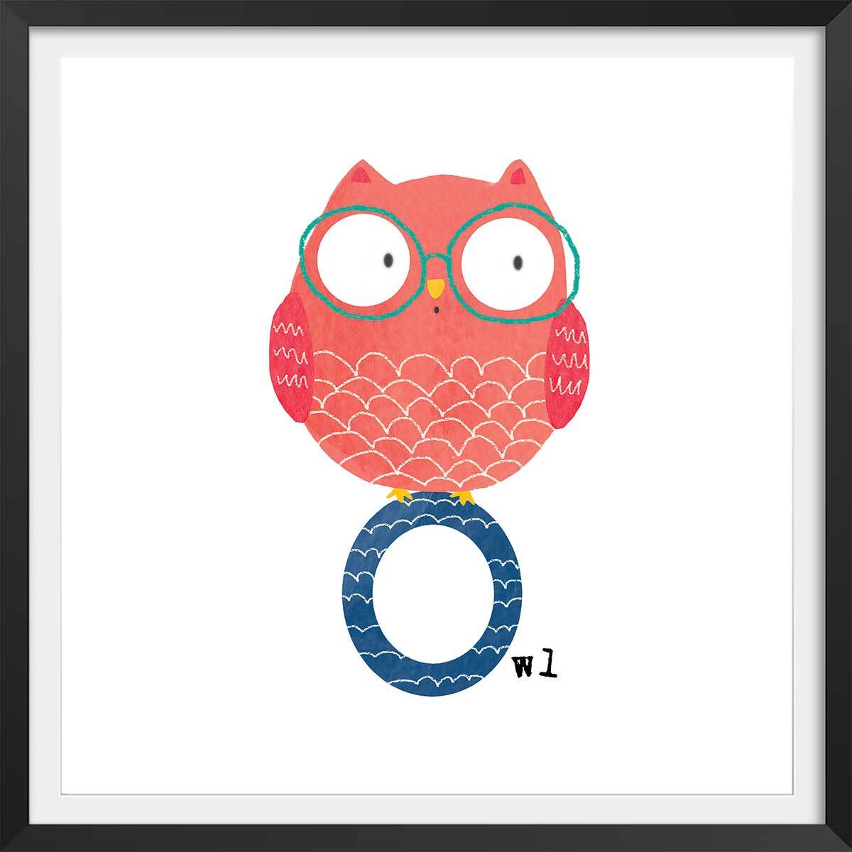 Affiche enfant o comme owl Affiche sous cadre noir