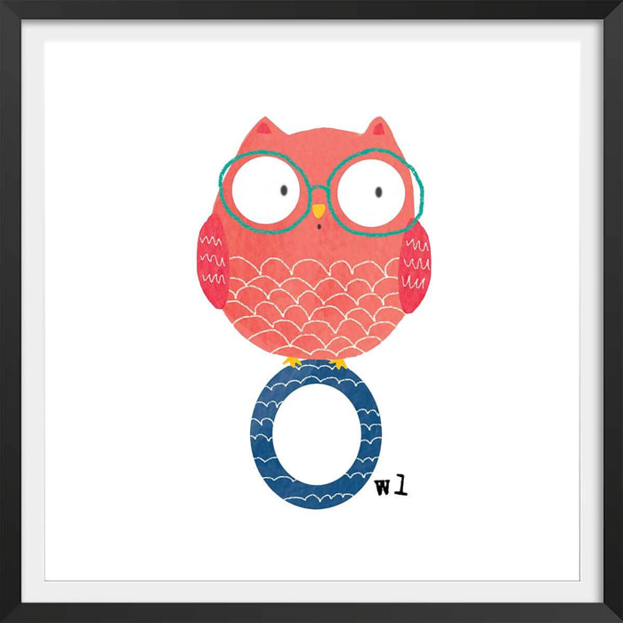 Affiche enfant o comme owl Affiche sous cadre noir