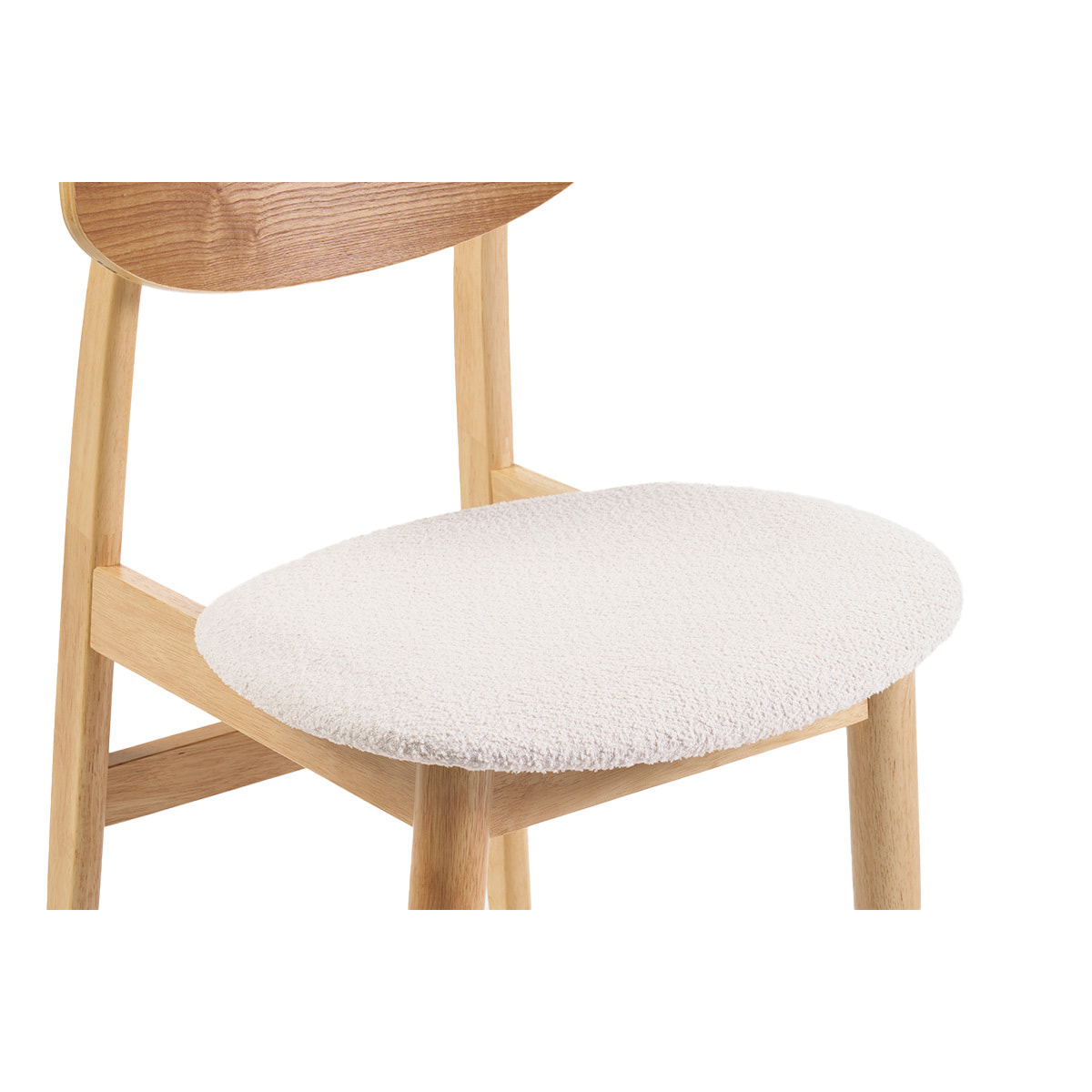 Chaises scandinaves en bois clair et tissu effet laine bouclée blanc (lot de 2) ELION