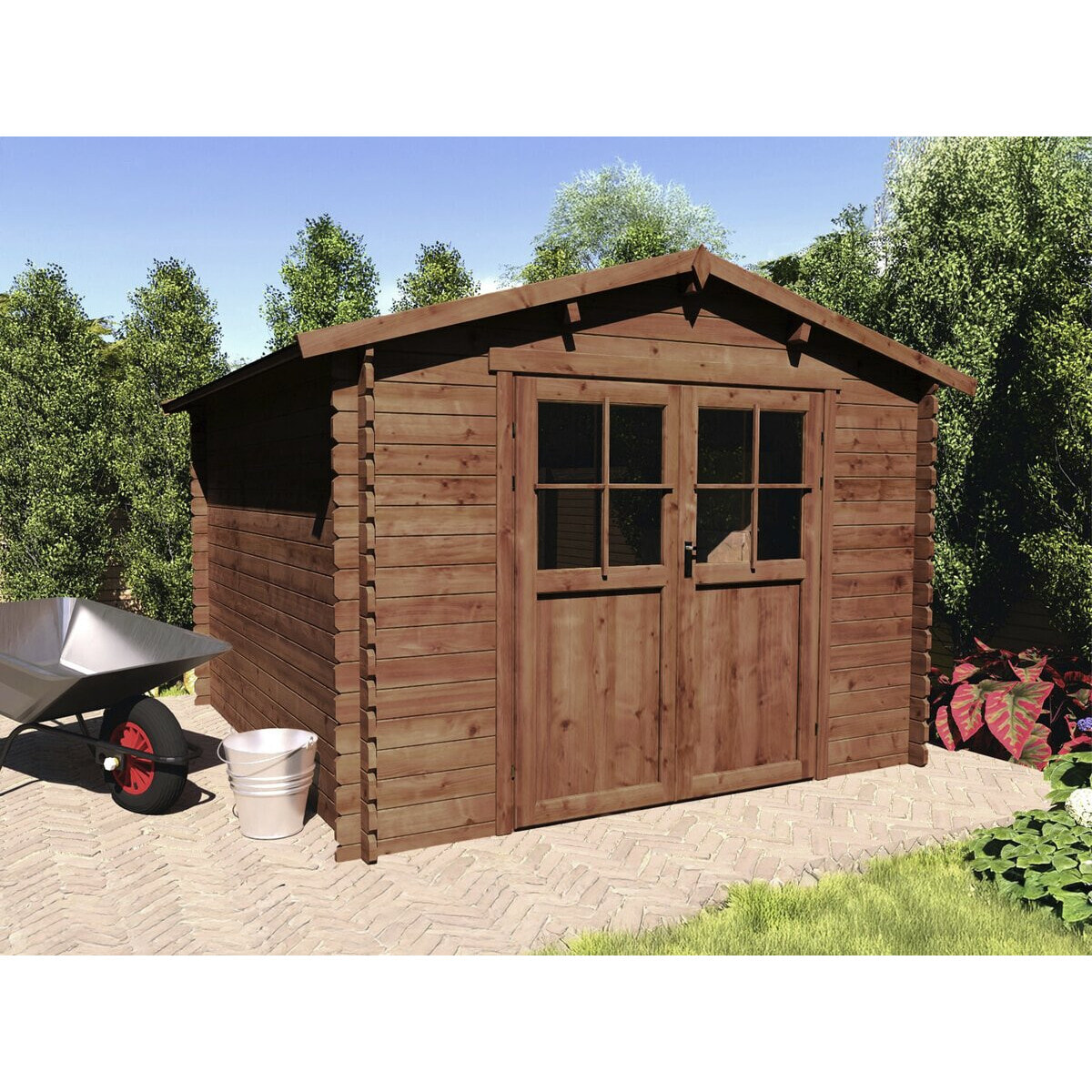 Abri de jardin en bois "Willow" - 9,3 m² - 28 mm - Marron