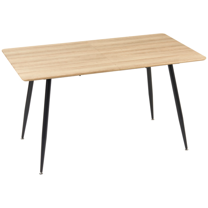 Table à manger rectangulaire 4 personnes piètement acier plateau effet bois naturel