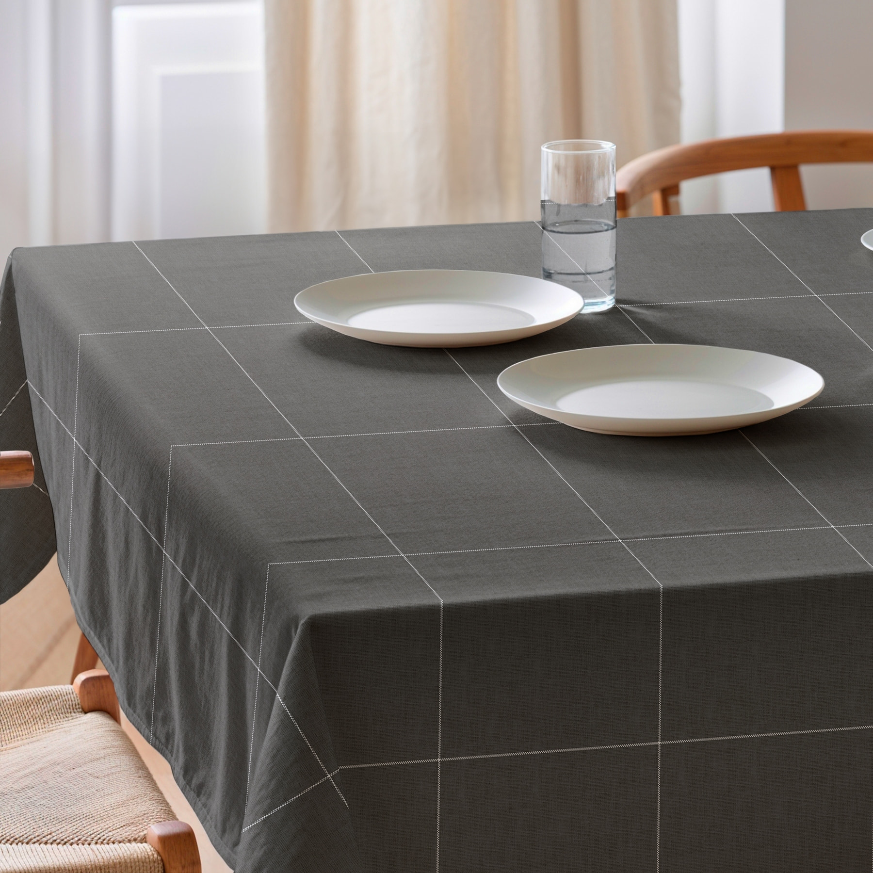 Nappe imprimée anti-tâches LAO ANTRACITA