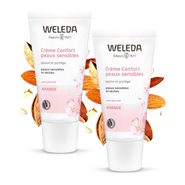 WELEDA - Duo Crème Confort peaux sensibles - Apaise et protège - Sans parfum - Certifié Natrue** - Tube 30 ml  x 2