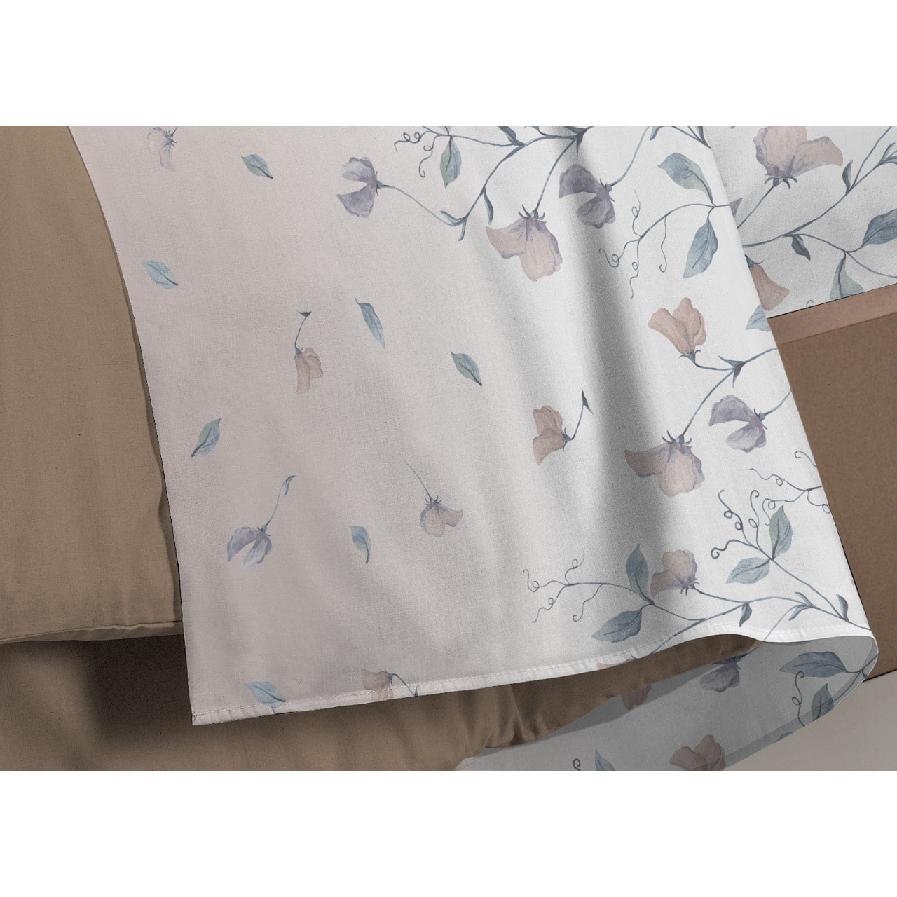 Completo Lenzuola In Calda Flanella Made In Italy Linea Europa Peaflower Beige