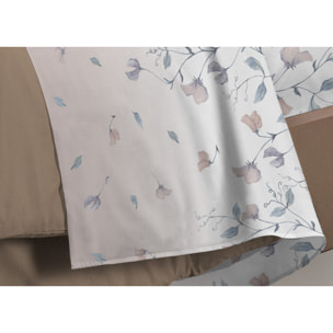 Completo Lenzuola In Calda Flanella Made In Italy Linea Europa Peaflower Beige