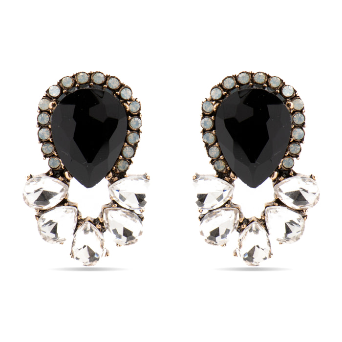 Pendientes con Cristal Multicolor acabado oro 18k