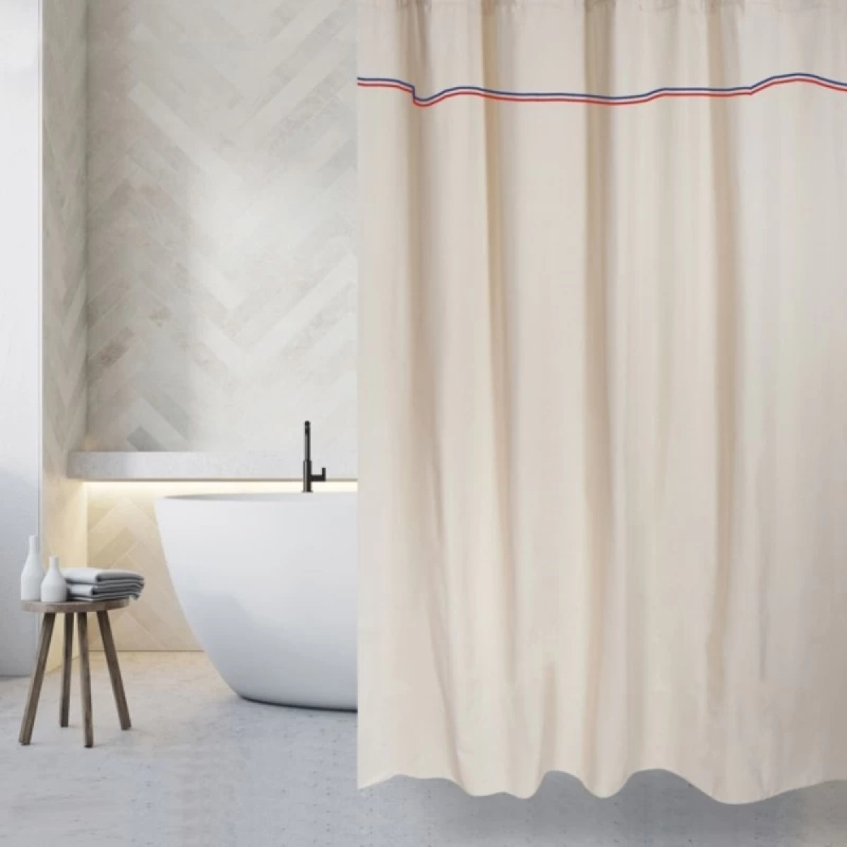 Rideau de douche Français Coton 180x200cm ELEGANCE Beige MSV