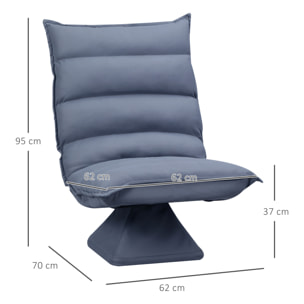 Fauteuil relax grand confort pivotant inclinaison réglable 5 niv. épais garnissage mousse haute densité tissu velours microfibre gris