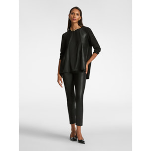 Elena Mirò - Camiseta de corte relajado en dos tejidos - Negro