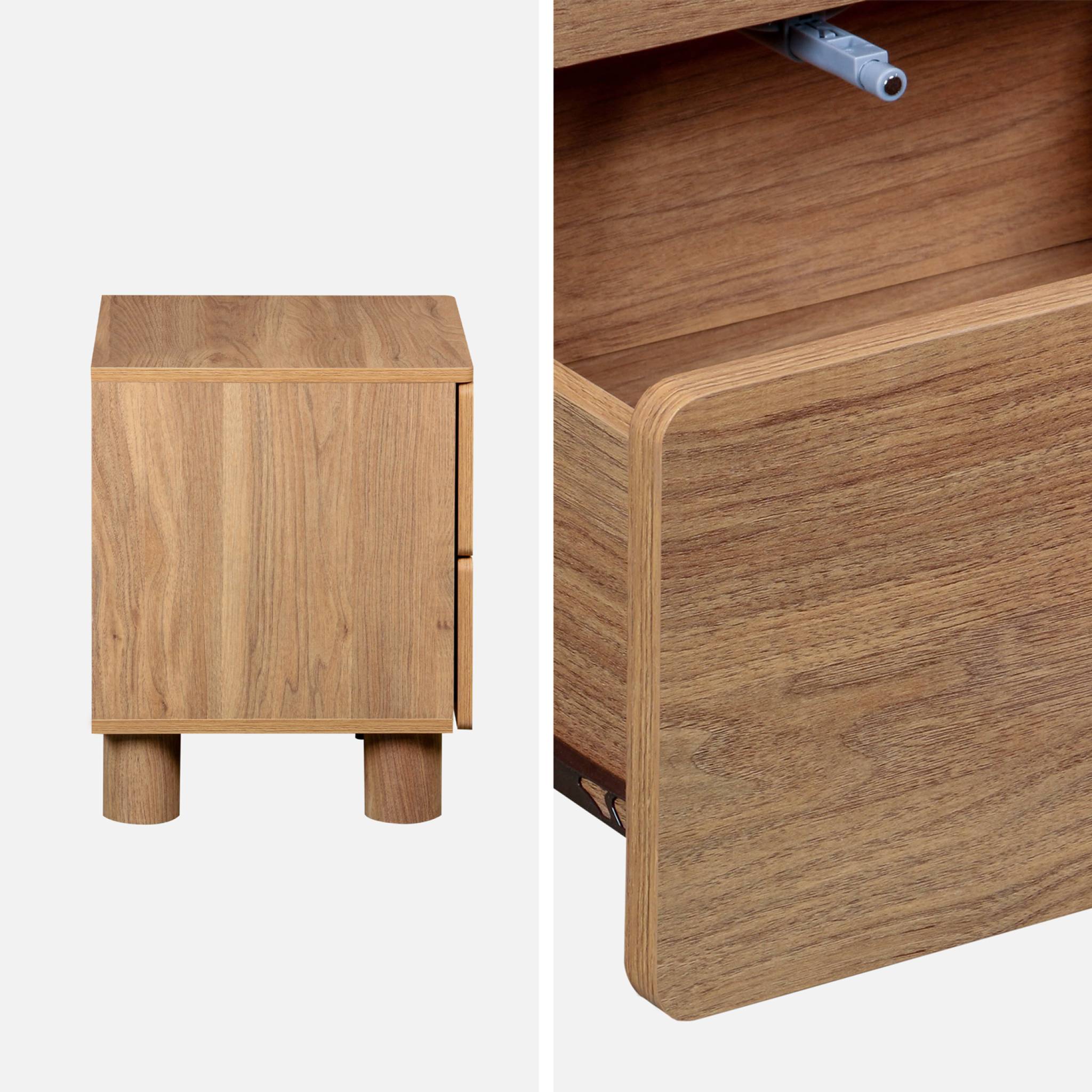 Table de chevet décor bois 2 tiroirs (lot de 2) AYANA