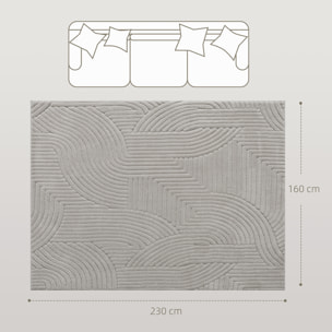 Alfombra Salón 230x160 cm Alfombra Pelo Corto Estilo Moderno Base Antideslizante Tejida a Máquina Tapete para Sala de Estar Dormitorio Comedor Gris