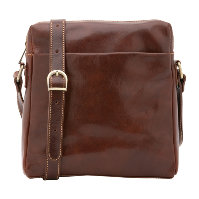 Borsa a tracolla uomo in vera pelle - Modello False - Made in Italy - 26.0 x 25.0 x 6.0 cm