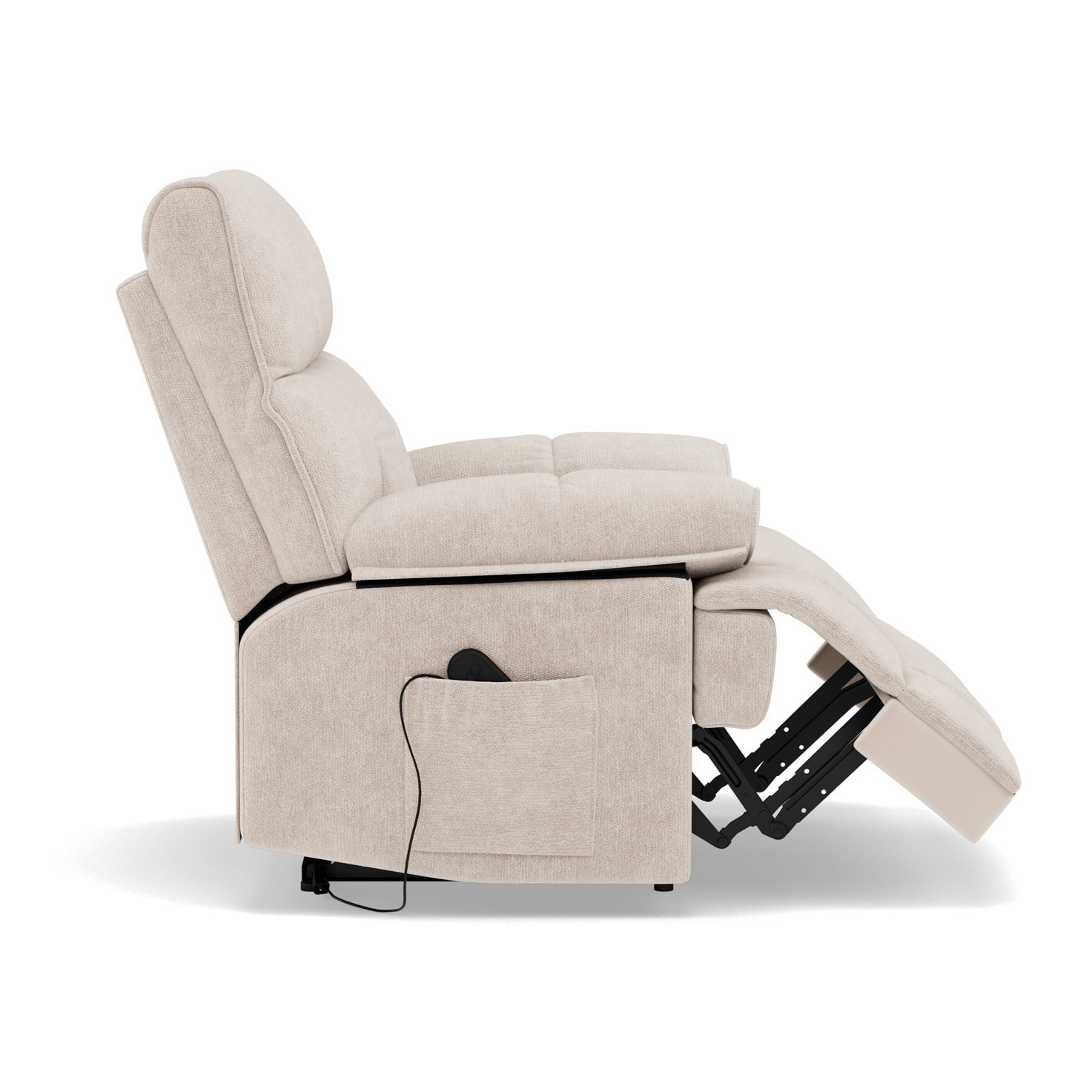 Chandler - Fauteuil relax électrique en velours texturé - Beige