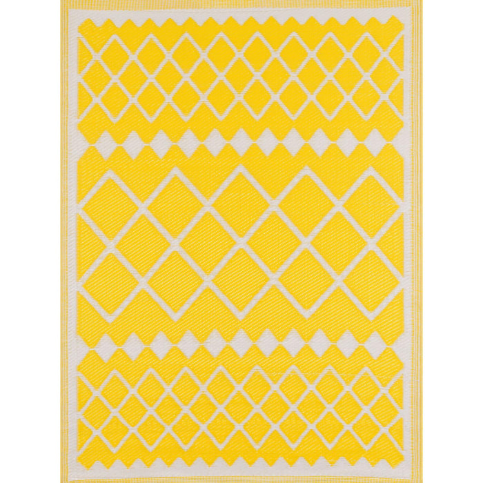 Scoobi - tapis d'exterieur jaune et blanc motif graphique