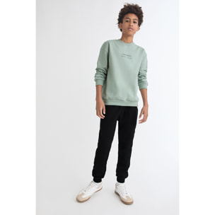 Conjunto niño sudadera verde claro y pantalón jogger negro, texto Street Monkey Game Club | Color: Verde claro | Street Monkey