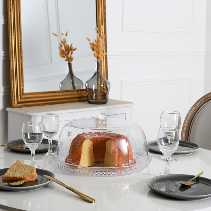 Plateau Gateaux Cloche En Ps Transparent D33cm