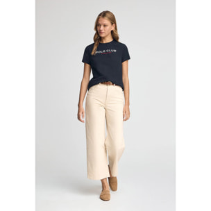 Camiseta azul marino de manga corta con logo Established 2012 Polo Club