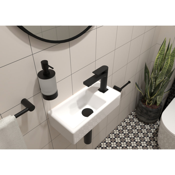 Lave-mains suspendu rectangulaire 40,5 x 20,5 cm - blanc - trou à droite - sans trop-plein - SAT Brevis