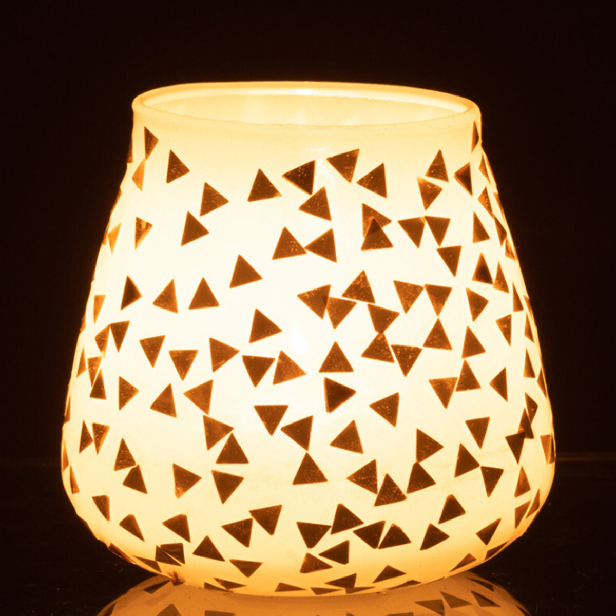 J-Line photophore Triangle - verre - blanc/or - medium - 2 pcs