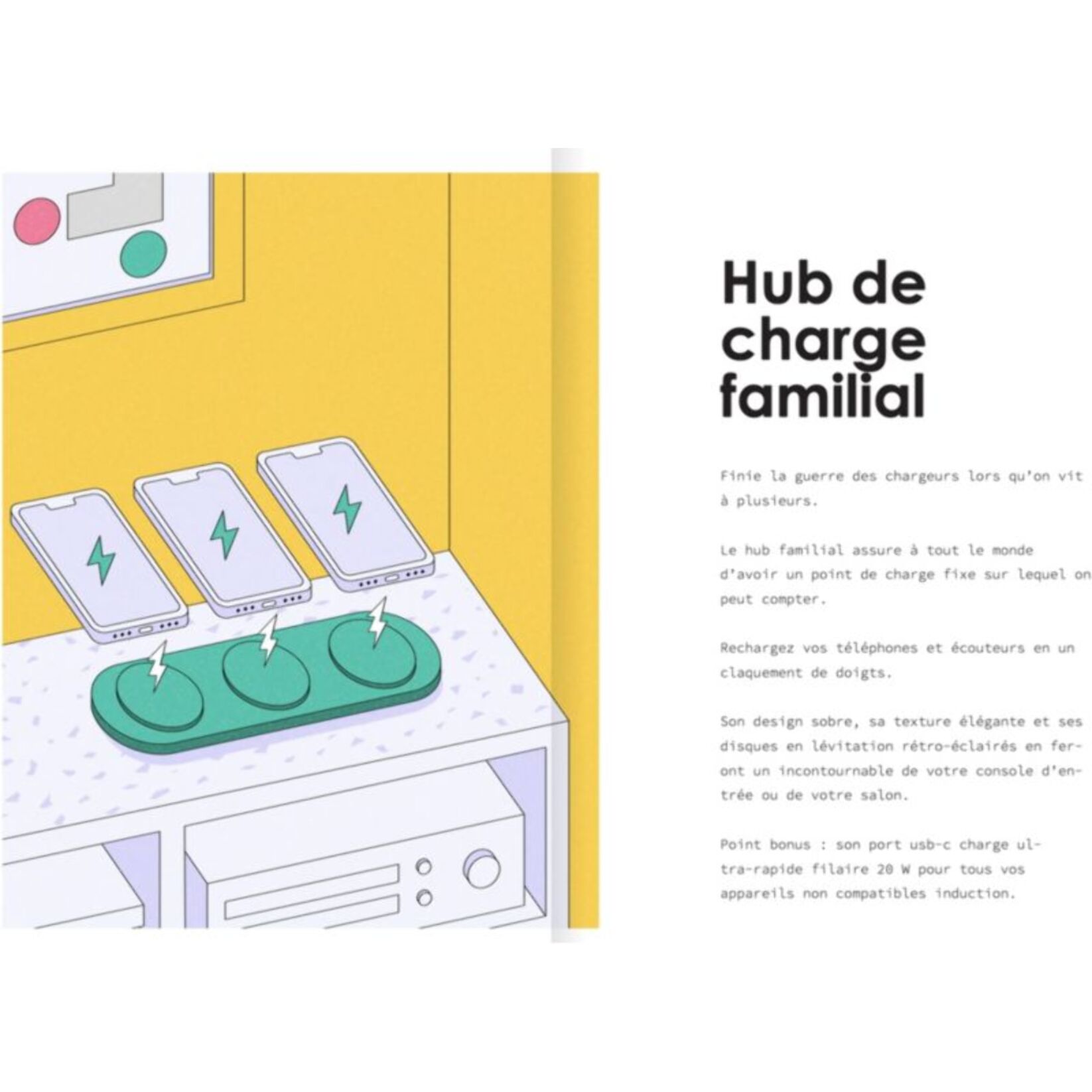 Chargeur CASYX rapide 3 en 1 Qi2 45W noir