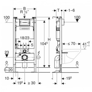 Pack WC sans bride Infinitio, fixations invisibles + Abattant softclose slim + Bâti autoportant Geberit UP100 + Plaque blanche