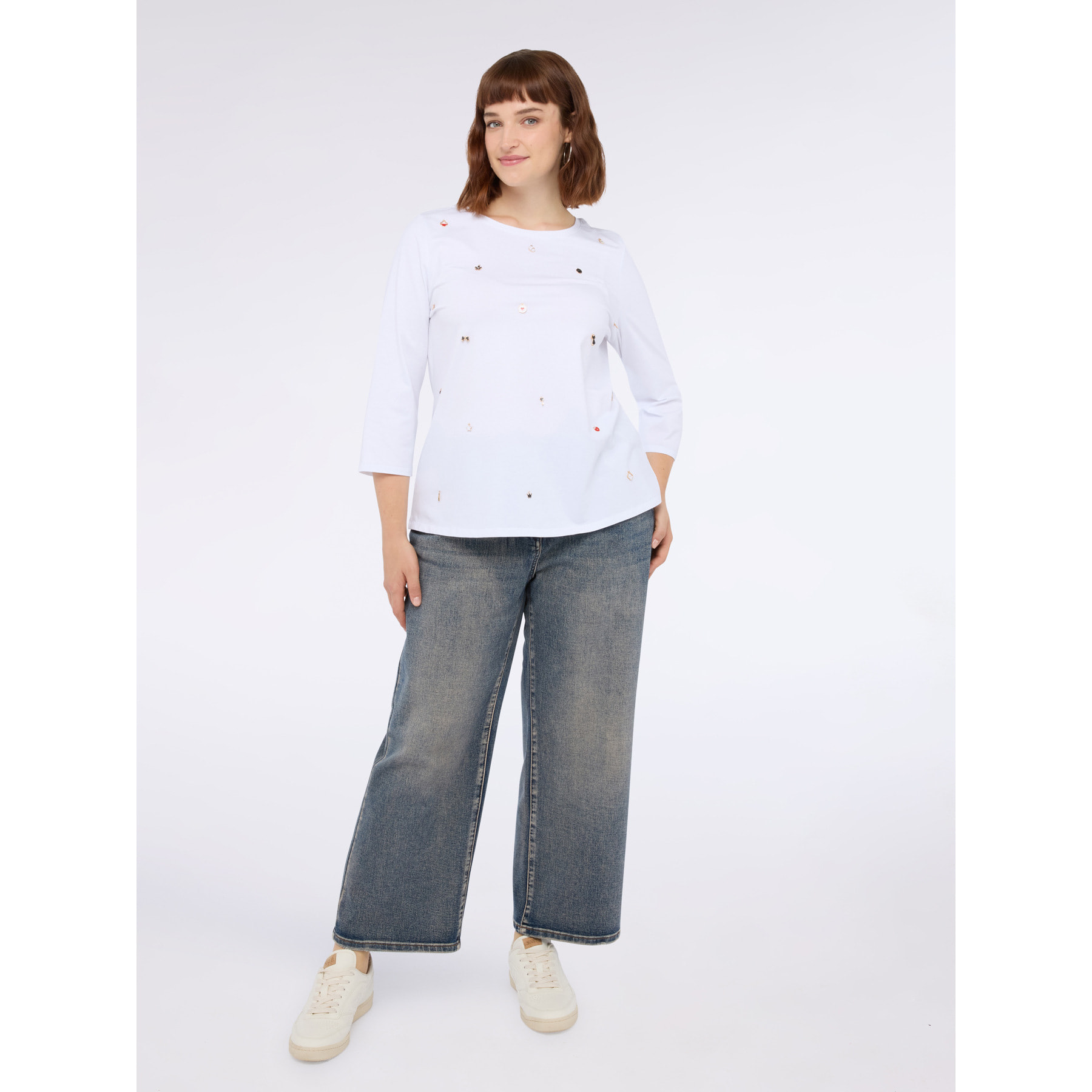 Fiorella Rubino - T-shirt in jersey di cotone con charms - Bianco