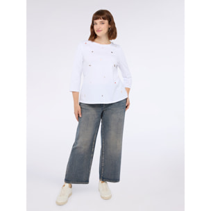 Fiorella Rubino - T-shirt in jersey di cotone con charms - Bianco